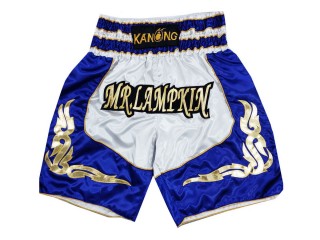 Shorts Boxe Anglaise Personnalisé : KNBXCUST-2043-Blanc-Bleu